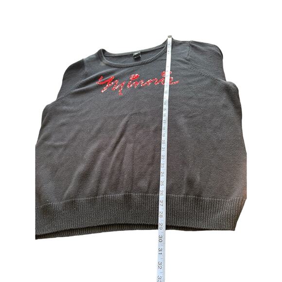 Disney Women's Plus Black Red Sequin Minnie Crew Neck Cable Knit Sweater Size 3X - Picture 10 of 10